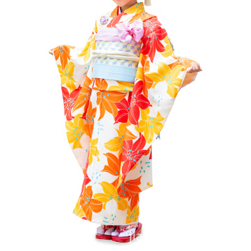 Polyester Big Flowers Pattern Brilliant Cute Kimono